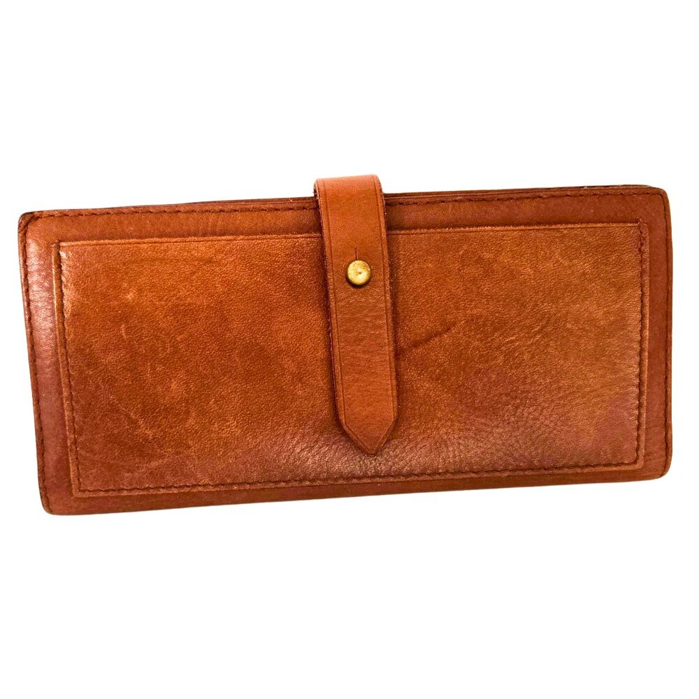 Madewell $78 Womens Leather Post Wallet #J8797 English Saddle Brown, Pre-Owned